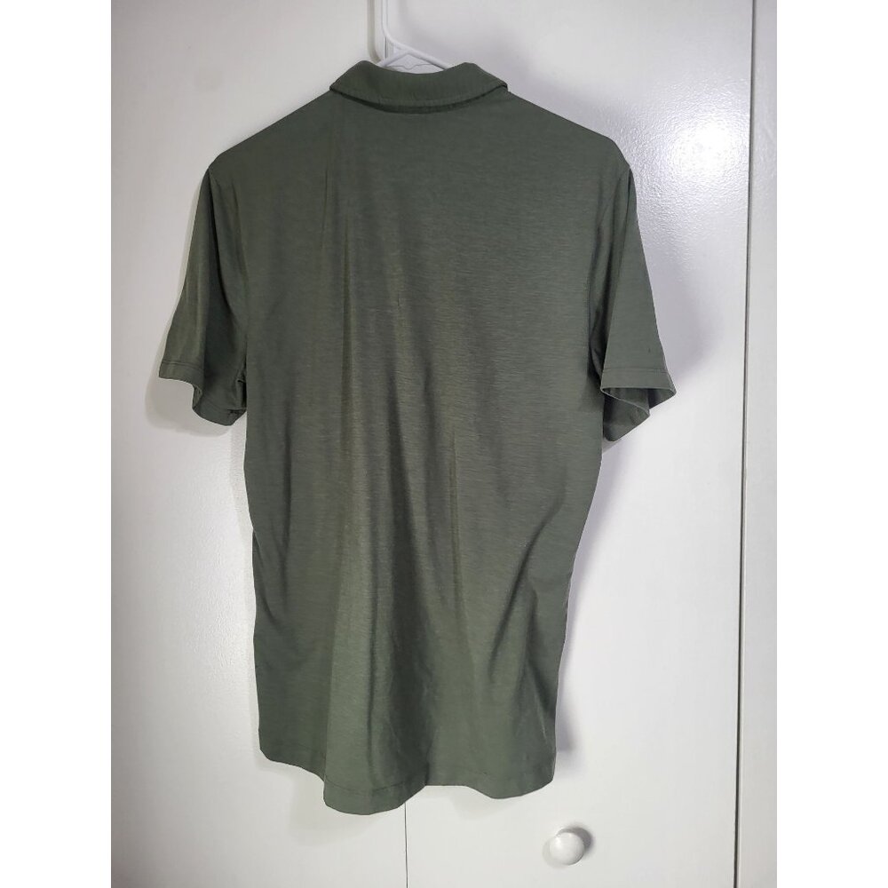 LULULEMON Men's Olive Green Polo Shirt Short Sleeve Athleisure Performance NO SZ - Picture 2 of 7